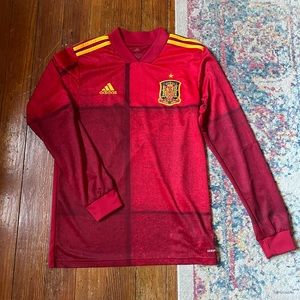 Adidas Spain 2021-21 Home Red Long Sleeve Soccer Jersey